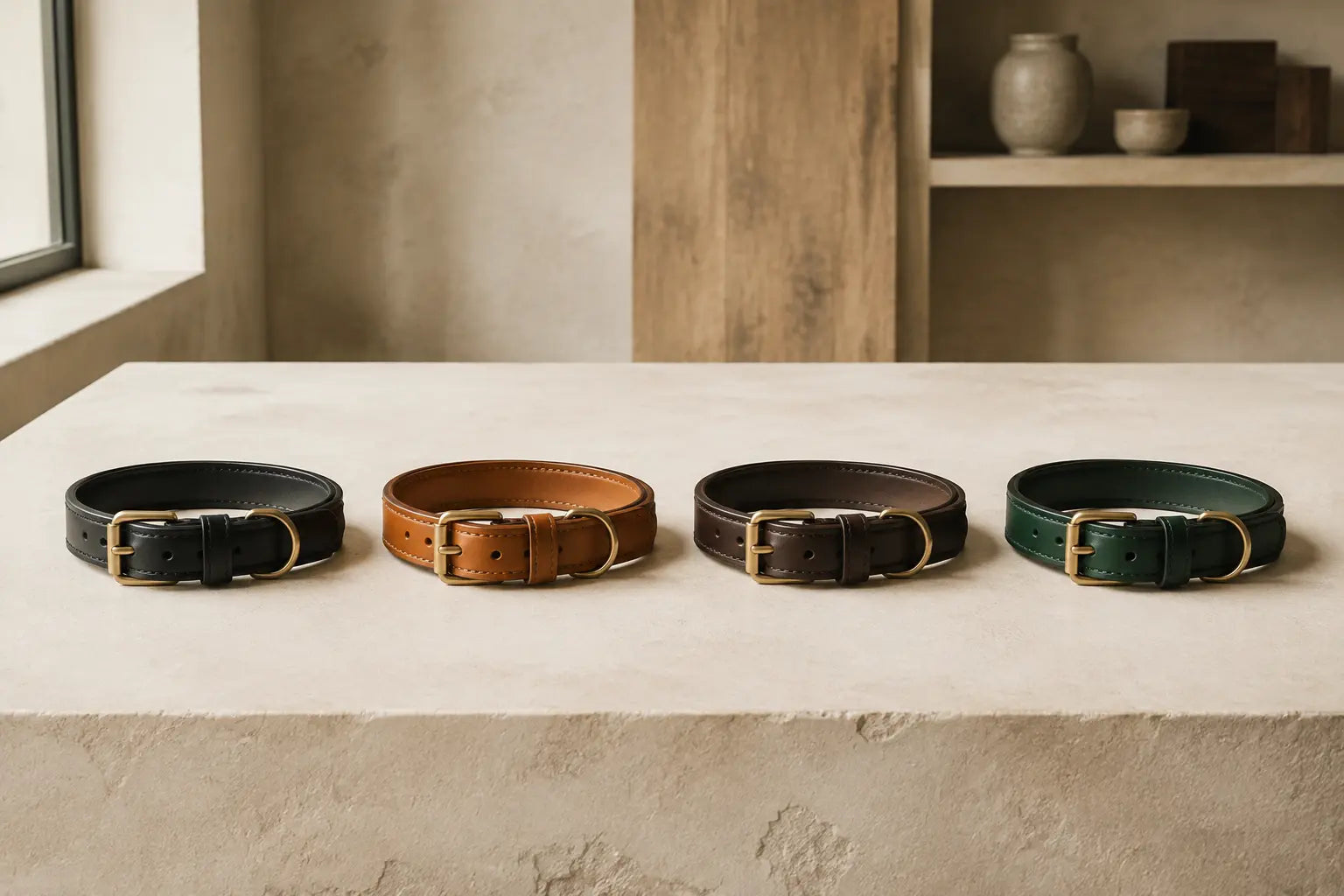 Richmond Hound leather collars in four signature shades